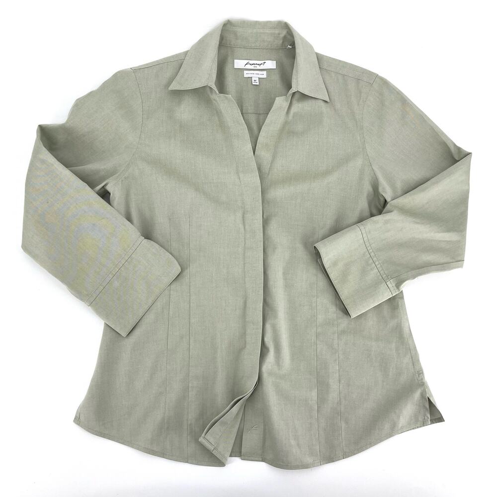 Foxcroft NYC Women's green Heritage Non-Iron Hidden Button Collared Blouse 8P - Picture 9 of 9